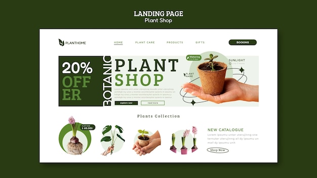 Free PSD taking care of plants landing page template