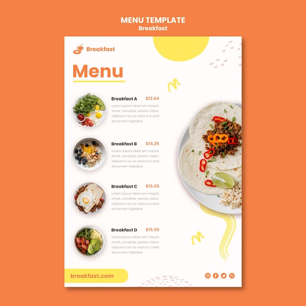 Tasty  breakfast menu template