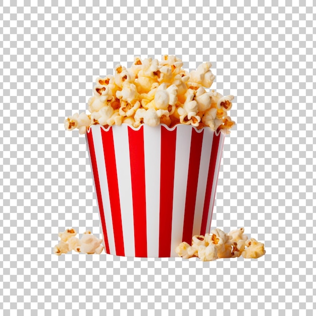 Free PSD tasty caramel glazed popcorn in a box on a transparent background