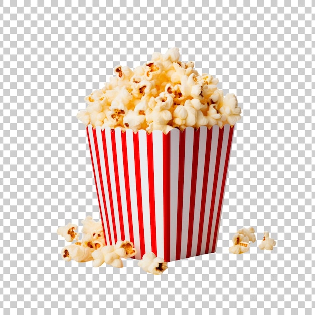 Free PSD tasty caramel glazed popcorn in a box on a transparent background