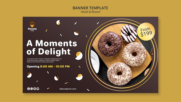 Free PSD tasty donuts horizontal banner