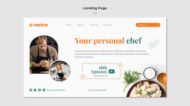 Free PSD tasty food landing page template