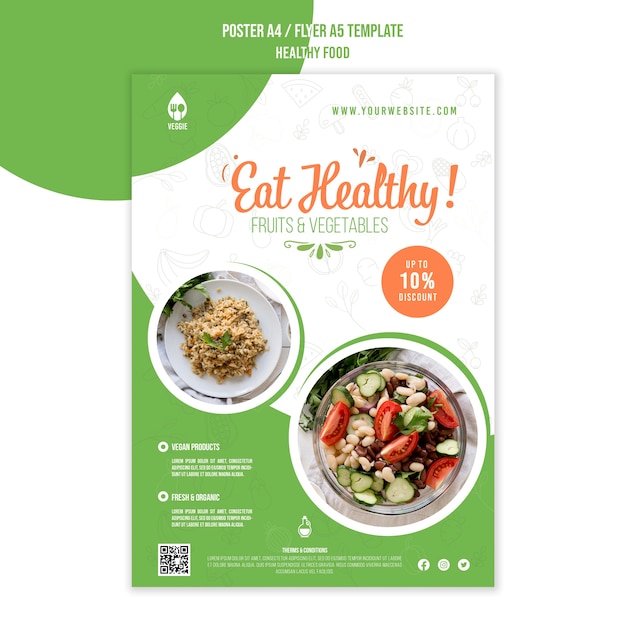 Tasty healthy food poster template