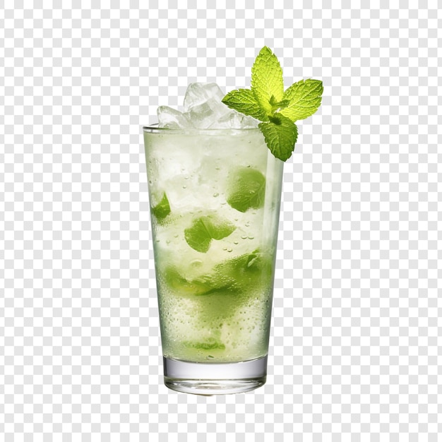 Tasty mint julep cocktail glass isolated on transparent background