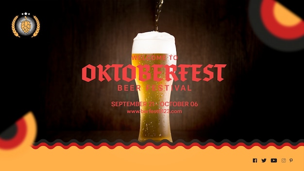 Free PSD tasty oktoberfest beer glass with foam