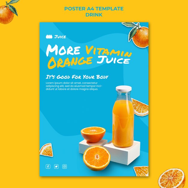 Tasty orange juice vertical poster template