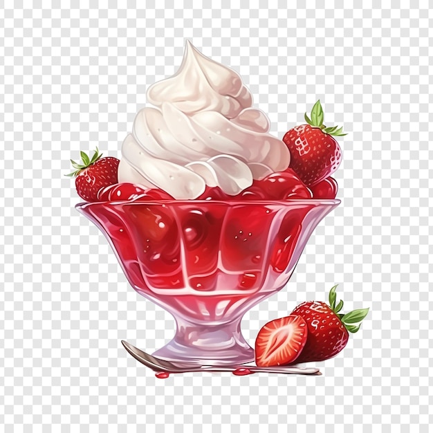 Free PSD tasty strawberry sundae isolated on transparent background