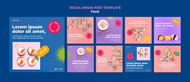 Free PSD tasty sushi social media post template