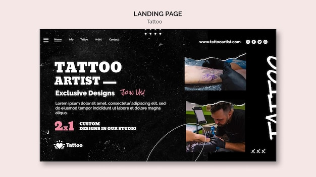 Free PSD tattoo artist landing page template