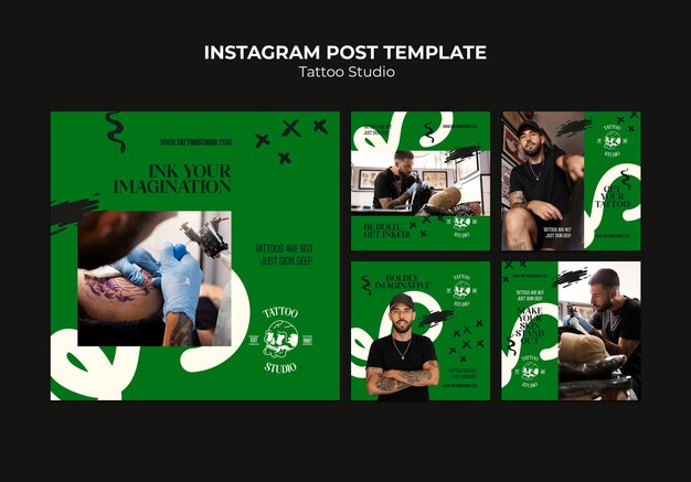 Tattoo instagram post template design