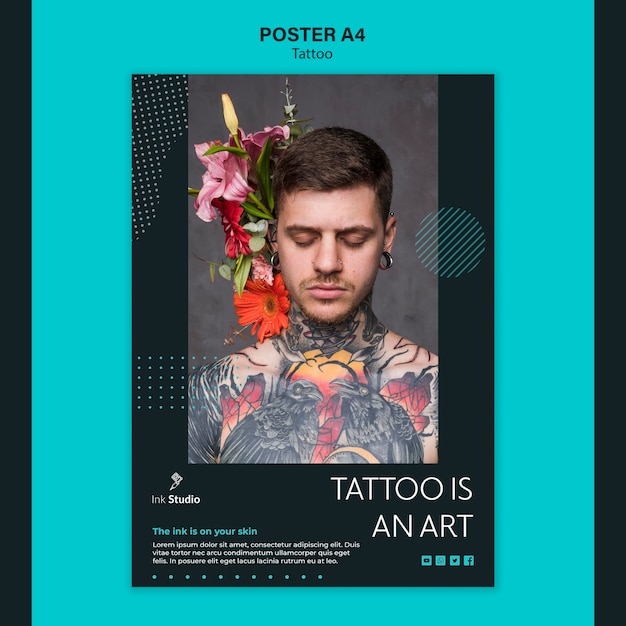 Free PSD tattoo is an art poster template