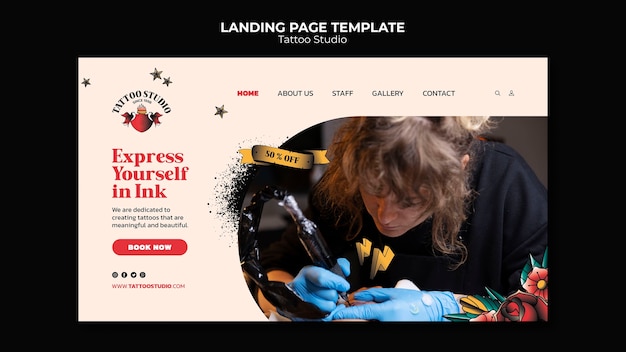 Free PSD tattoo landing page template design