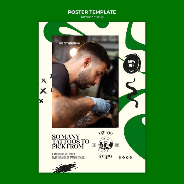 Tattoo poster invitation template design