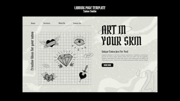 Tattoo studio landing page design template