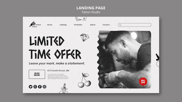 Free PSD tattoo studio landing page template