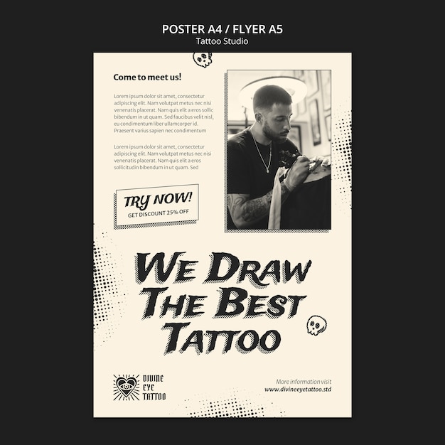 Free PSD tattoo studio poster template