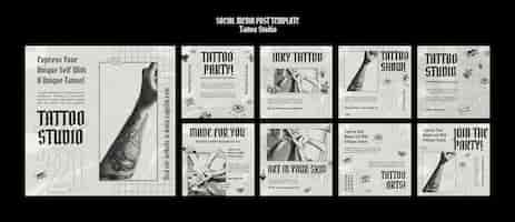 Free PSD tattoo studio social media posts design template