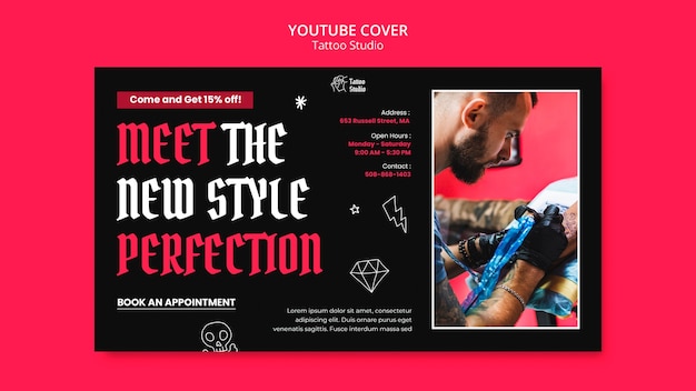 Free PSD tattoo studio youtube cover template