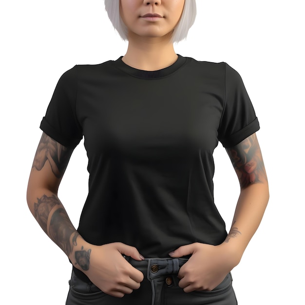 Free PSD tattooed man in black t shirt isolated on white background