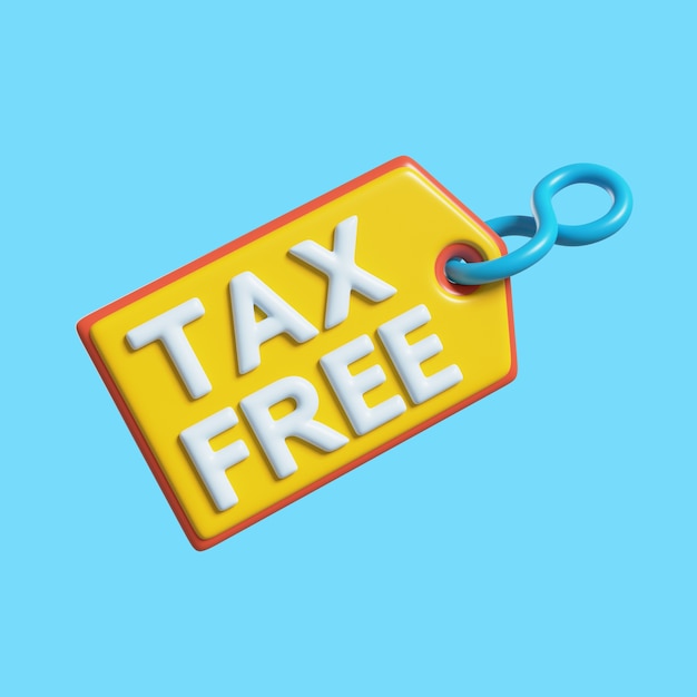 Free PSD tax free tag in 3d rendering