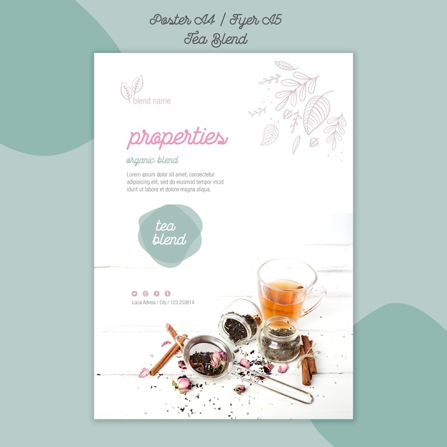 Free PSD tea blend poster template