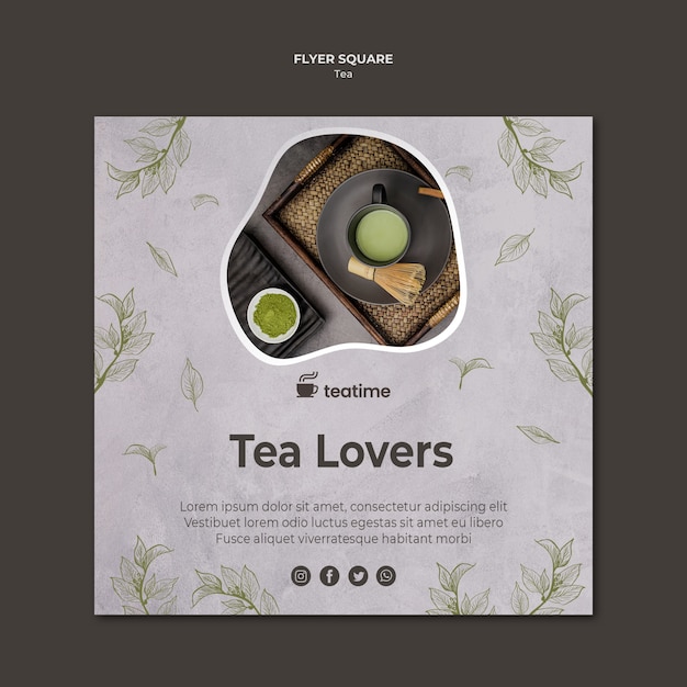 Free PSD tea loves square flyer template