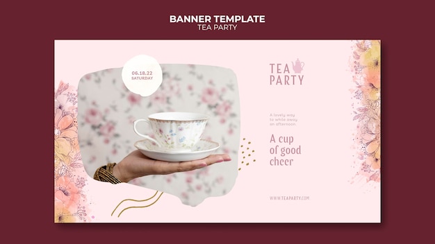 Free PSD tea party banner template design