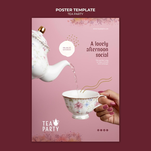 Free PSD tea party poster template design