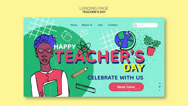 Free PSD teacher's day celebration landing page template