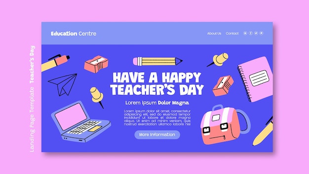 Free PSD teacher's day celebration landing page