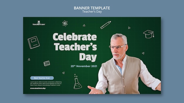 Free PSD teacher's day horizontal banner template