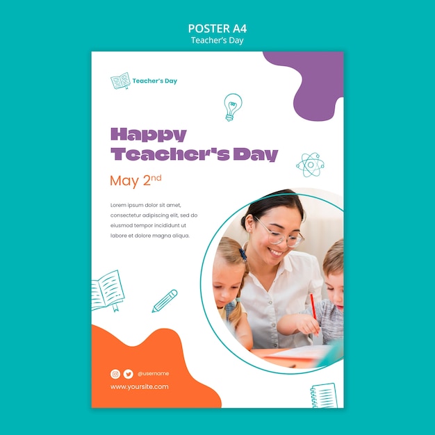 Free PSD teacher's day template design