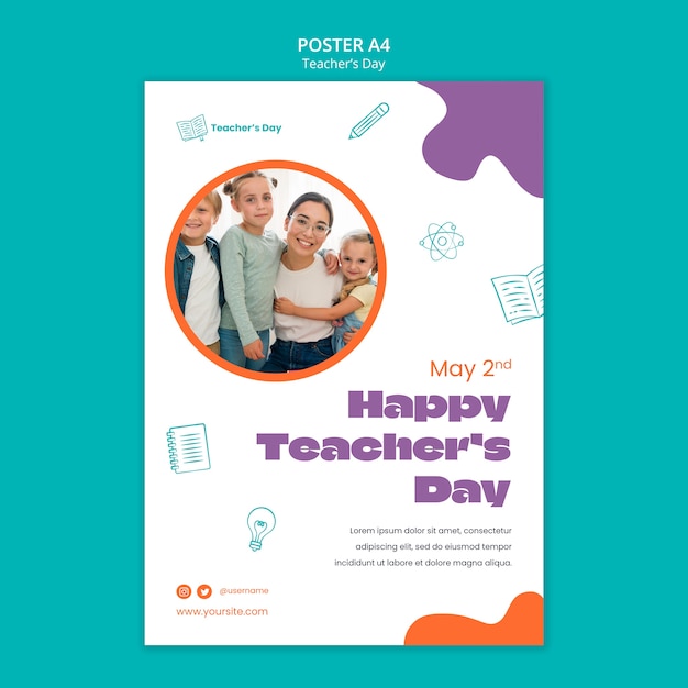 Free PSD teacher's day template design