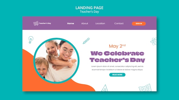 Free PSD teacher's day template design