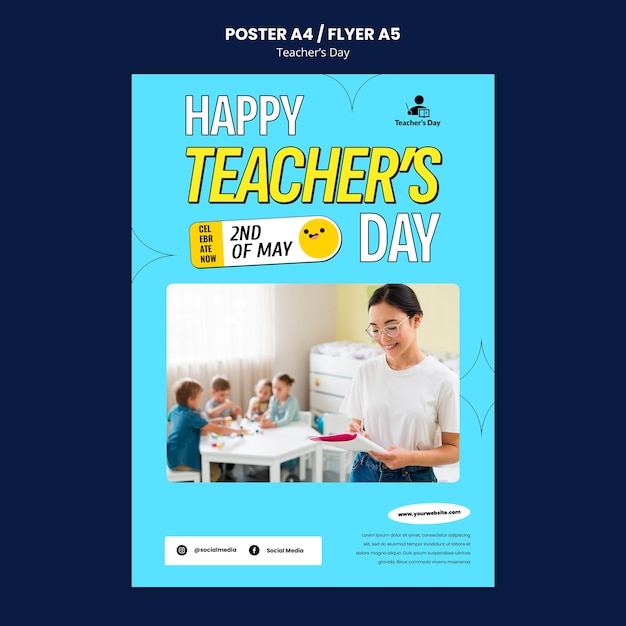 Free PSD teacher's day template design