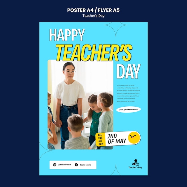 Free PSD teacher's day template design