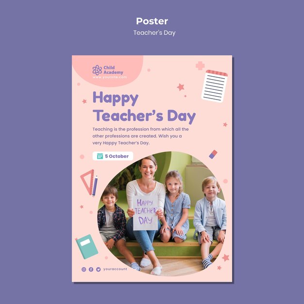 Teacher's day vertical poster template