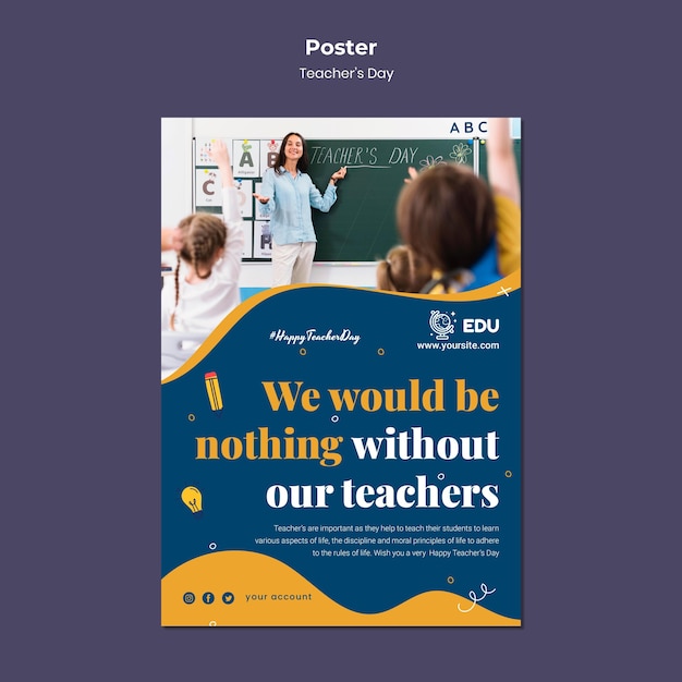 Teacher's day vertical poster template