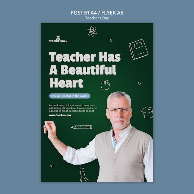 Free PSD teacher's day vertical print template