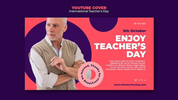 Free PSD teacher's day youtube cover template