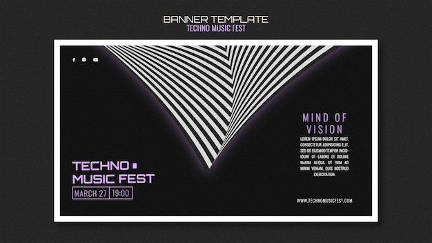 Free PSD techno music fest banner