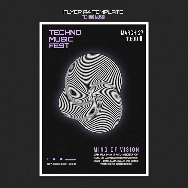 Techno music fest flyer