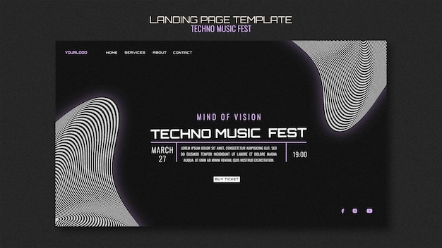 Free PSD techno music fest landing page