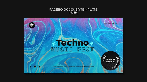 Free PSD techno music festival facebook cover