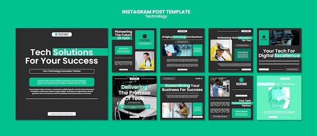 Free PSD technological innovation concept instagram posts