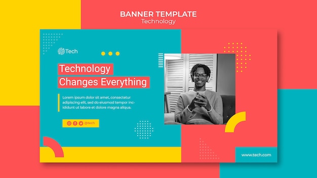 Technology horizontal banner template