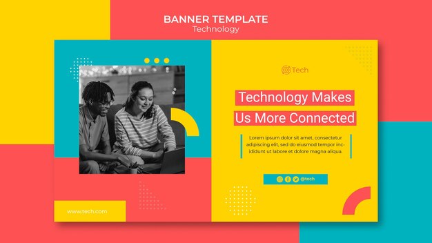 Technology horizontal banner template