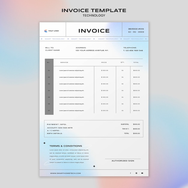 Technology invoice design template