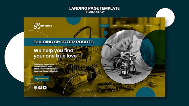 Free PSD technology landing page template