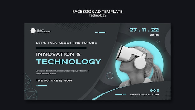 Free PSD technology social media promo template for virtual reality